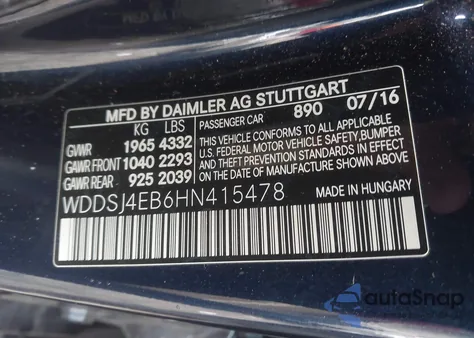 2017 Mercedes-Benz Cla 250 z USA, uszkodzony, nr VIN WDDSJ4EB6HN415478